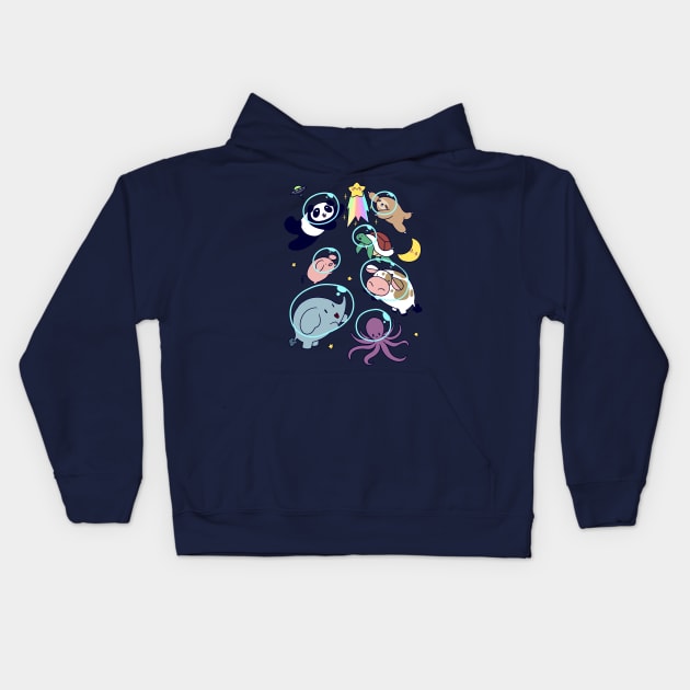 Space Animals! Kids Hoodie by saradaboru